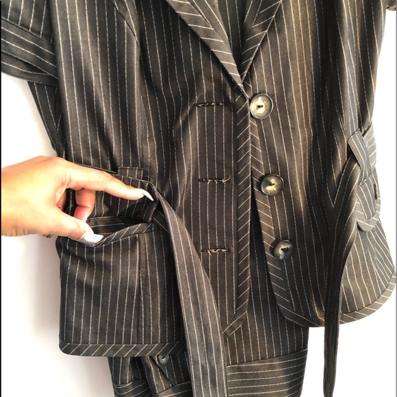 BCX Black Pinstripe Short Sleeve Suit - Picture 4 of 8
